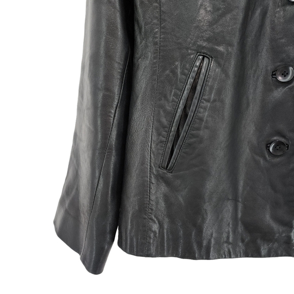 Ann Taylor Vintage Women's Button Front 100% Leather Jacket - S - Picture 4 of 5
